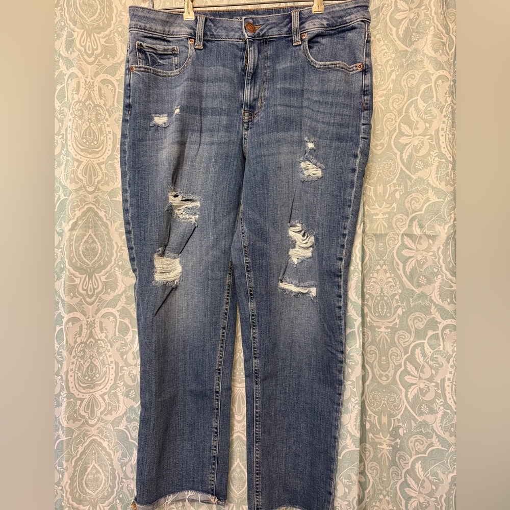 Maurices Distressed Straight Leg Jeans - Blue
